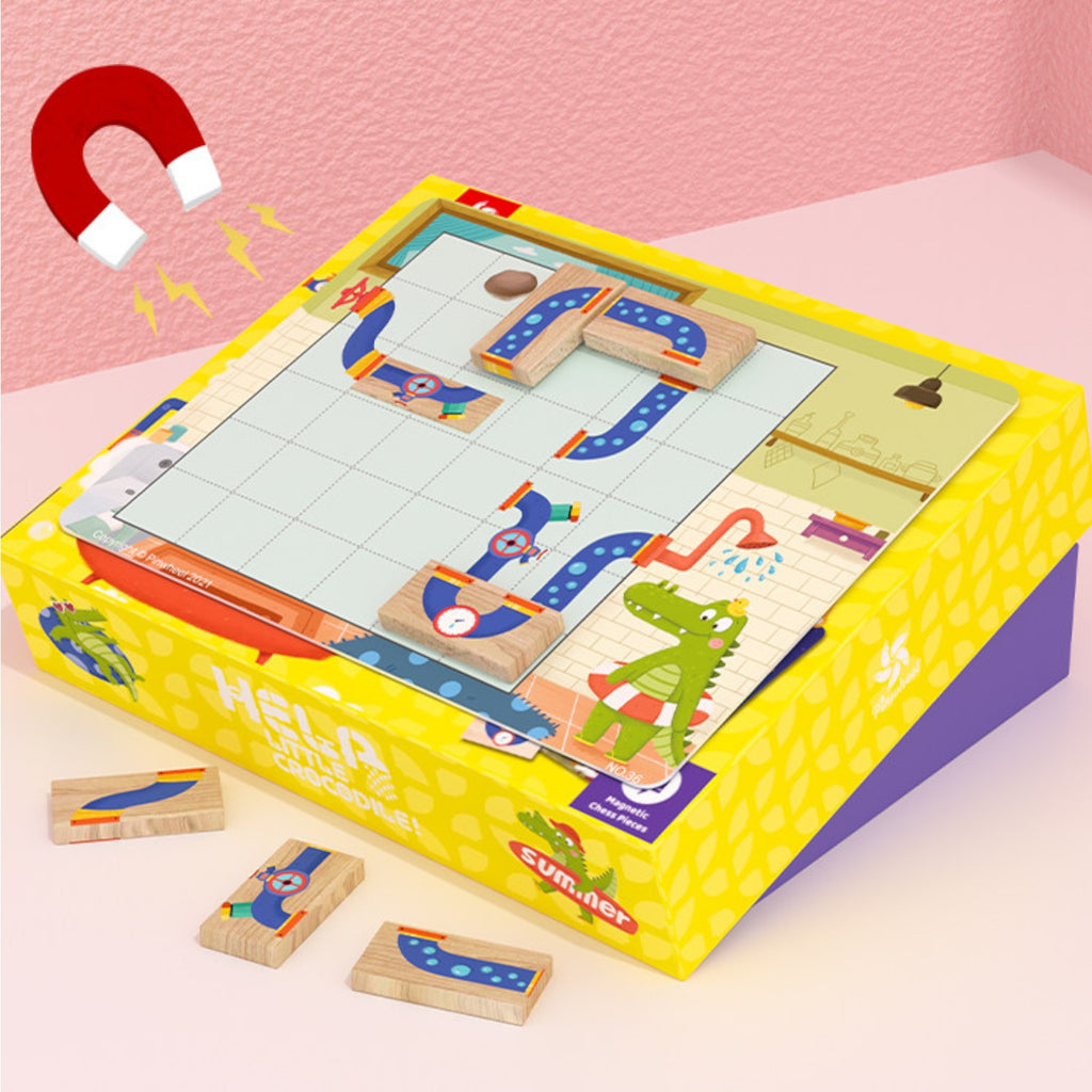 Pinwheel "Where's My Water?" Logic Thinking Path Planning Board Game (Kids' Educational Wooden Toy)