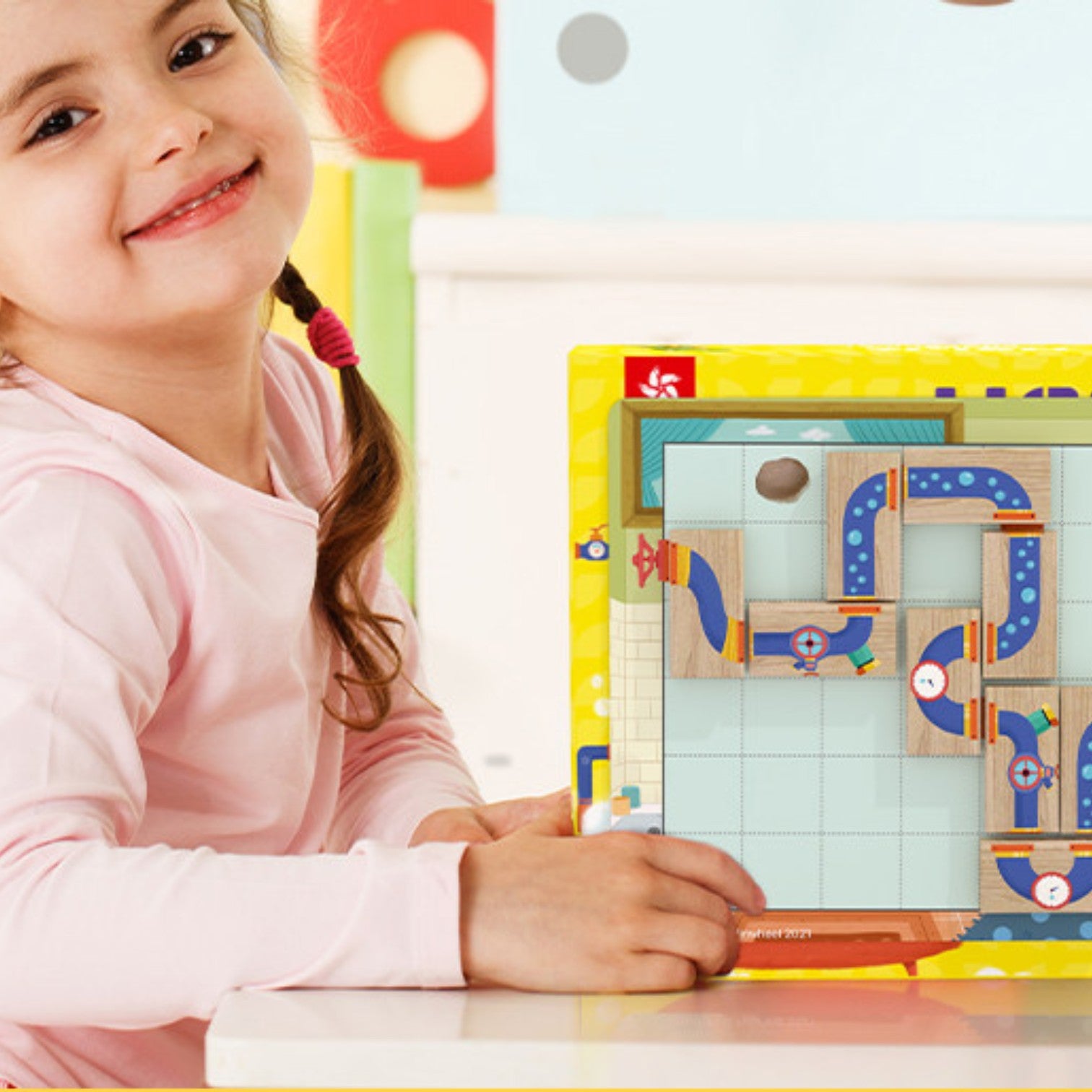 Pinwheel "Where's My Water?" Logic Thinking Path Planning Board Game (Kids' Educational Wooden Toy)