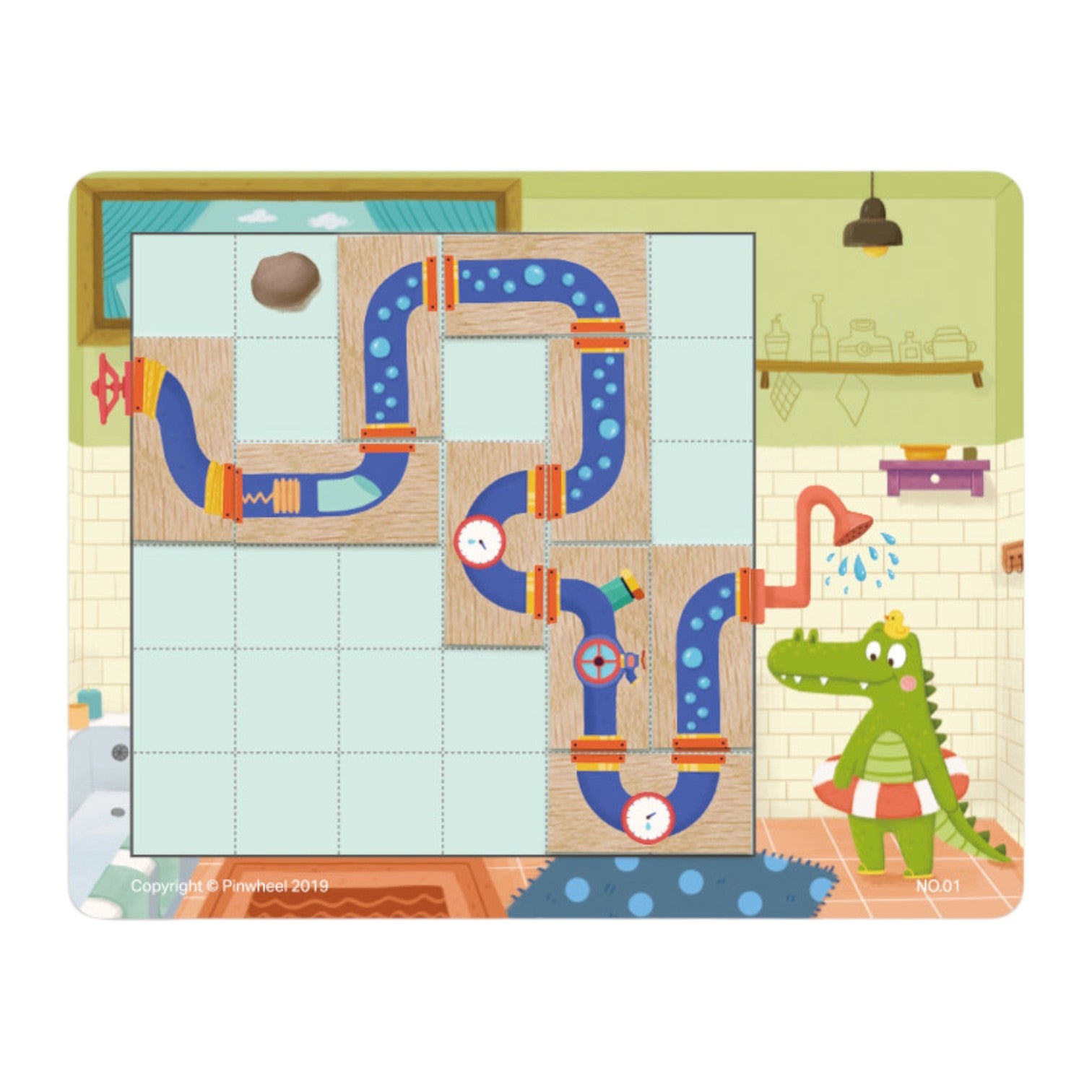 Pinwheel "Where's My Water?" Logic Thinking Path Planning Board Game (Kids' Educational Wooden Toy)