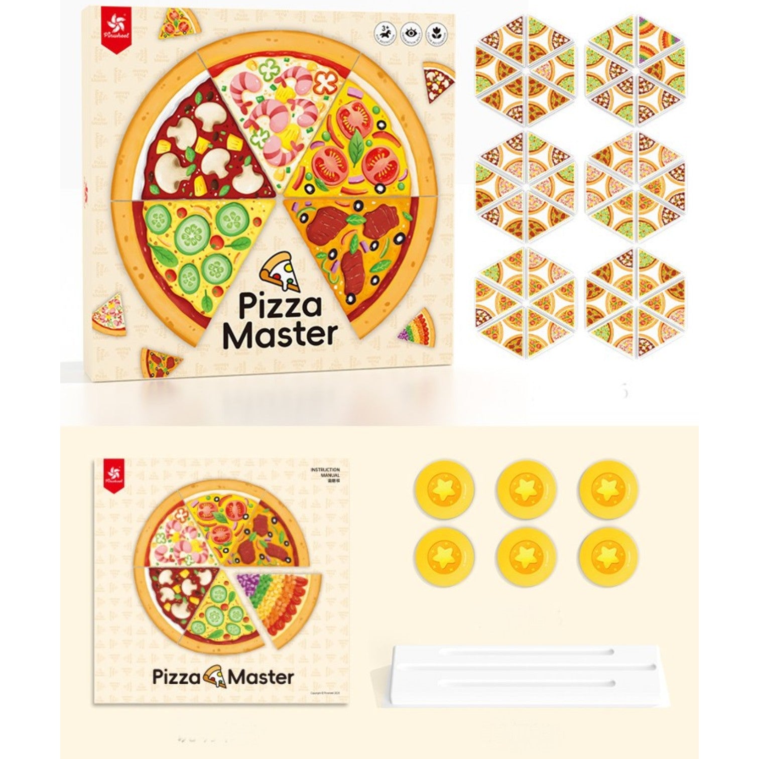 Pinwheel Pizza Master Matching Game - Educational Tabletop Game for Kids (2-4 Players)