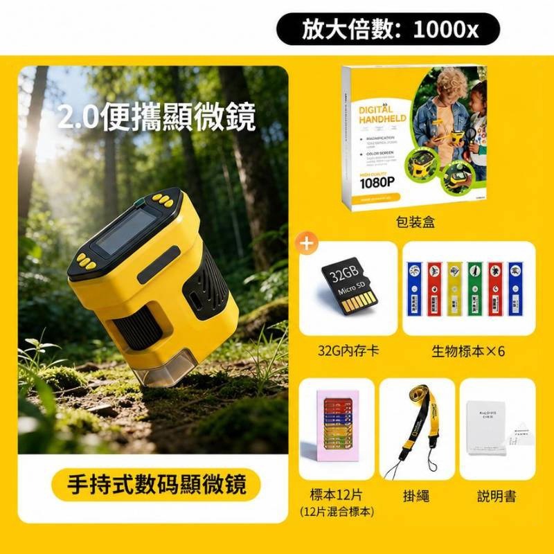 National Geographic 國家地理 兒童手持電子顯微鏡 (2吋屏幕/1000倍放大/1080P攝錄)