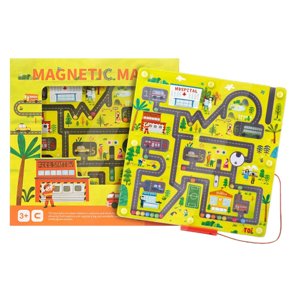 TOI parent-child traffic maze walking ball magnet pen game