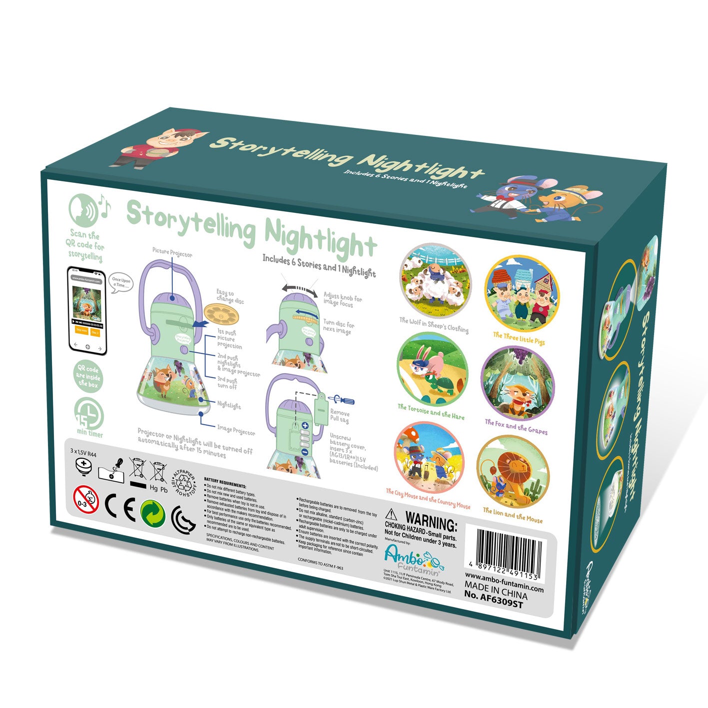 Ambo Funtamin Storytelling Night Light Projector (Aesop's Fables) (includes 6 interesting stories, professional and vivid English dubbing and sound effects) Secondary image