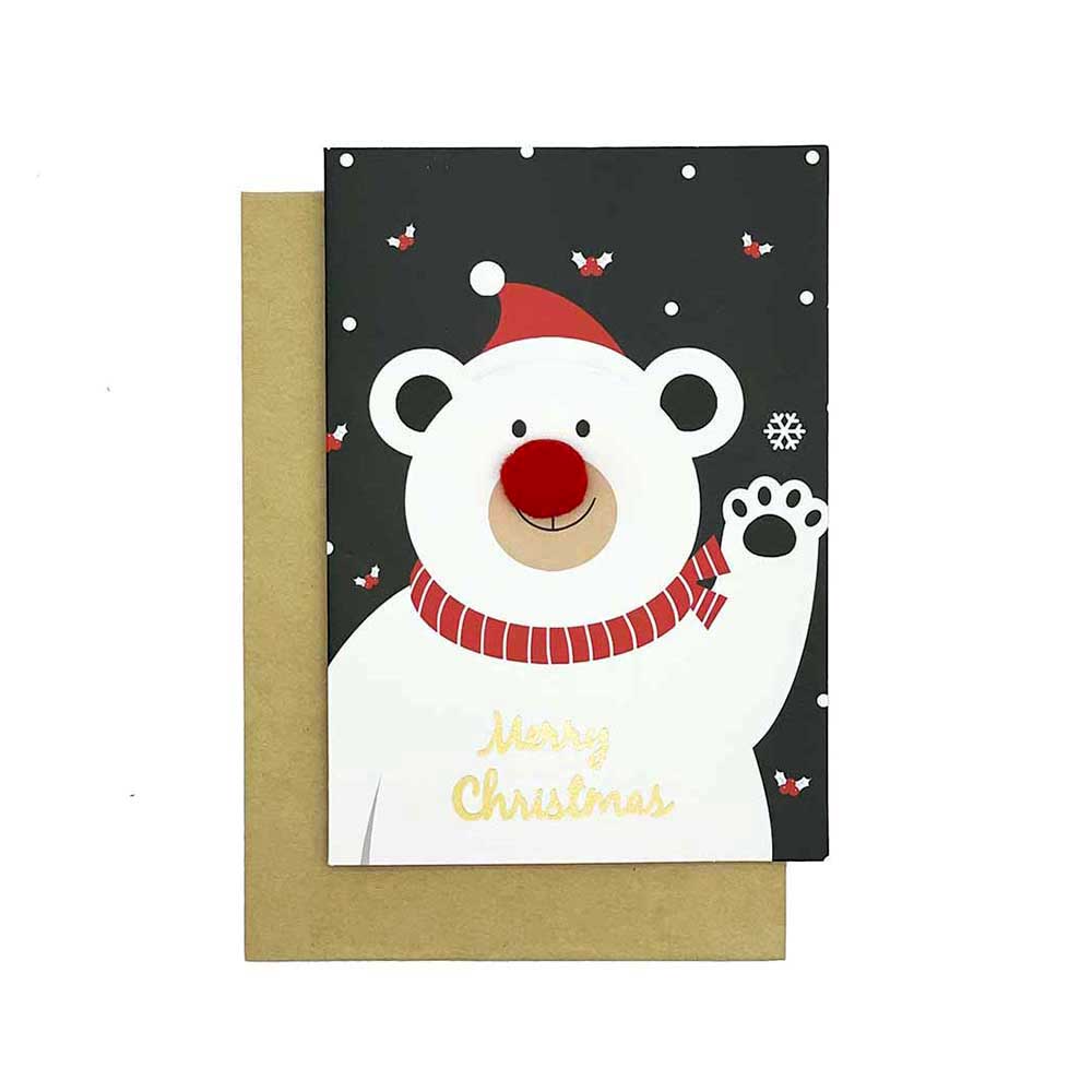 送禮聖誕賀卡 (絨粒鼻子聖誕白熊款式)-增值服務-Kidrise🧒🏻STEM香港教育玩具｜STEAM科學實驗玩具｜STEM幼兒教育玩具｜啟智早教玩具｜蒙特梭利教具