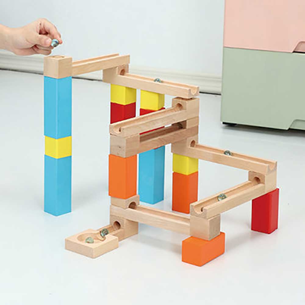 Marble Run 木製軌道滾珠積木玩具 (33塊積木套裝)-STEM玩具-Kidrise🧒🏻STEM香港教育玩具｜STEAM科學實驗玩具｜STEM幼兒教育玩具｜啟智早教玩具｜蒙特梭利教具