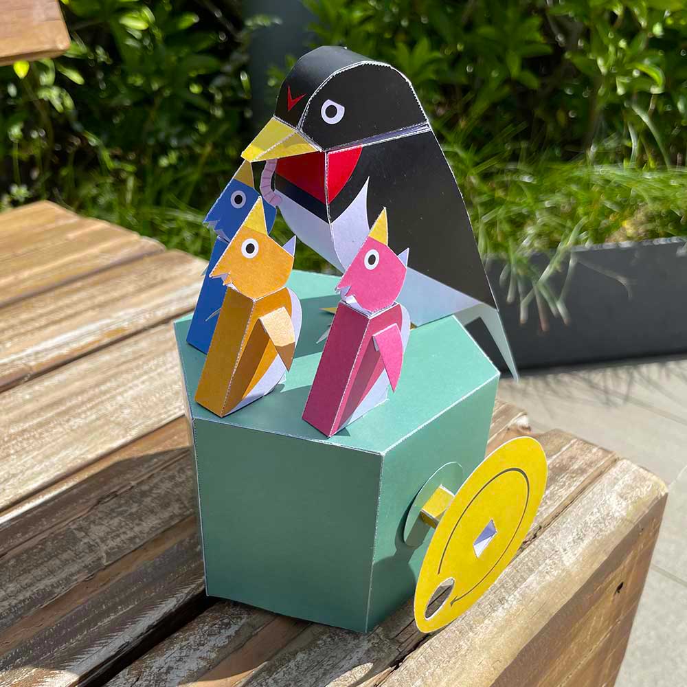 Kidrise movable 3D three-dimensional mechanism paper model toy・Troubled mother bird・DIY toys Secondary image