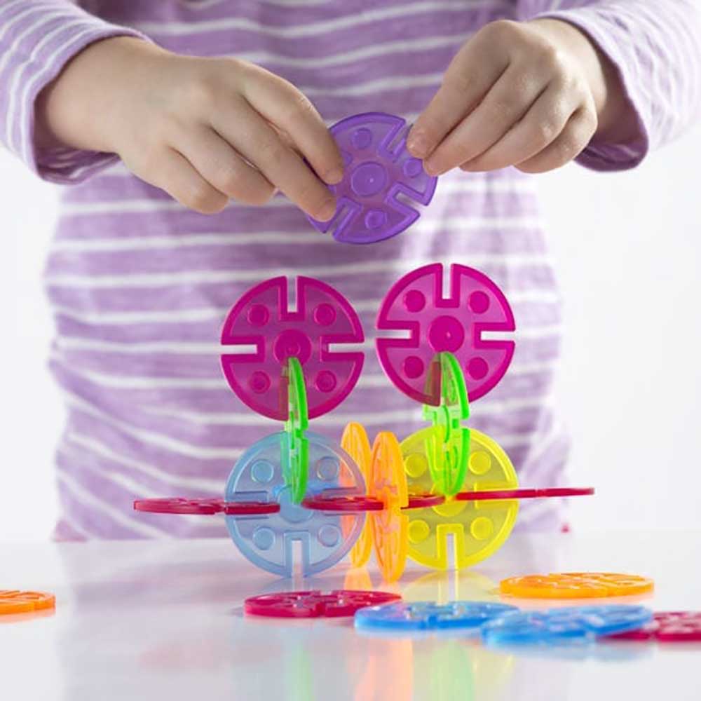 美國 Guidecraft Interlox 幼兒圓形多彩拼插片玩具 (96片)-蒙特梭利玩具-Kidrise🧒🏻STEM香港教育玩具｜STEAM科學實驗玩具｜STEM幼兒教育玩具｜啟智早教玩具｜蒙特梭利教具