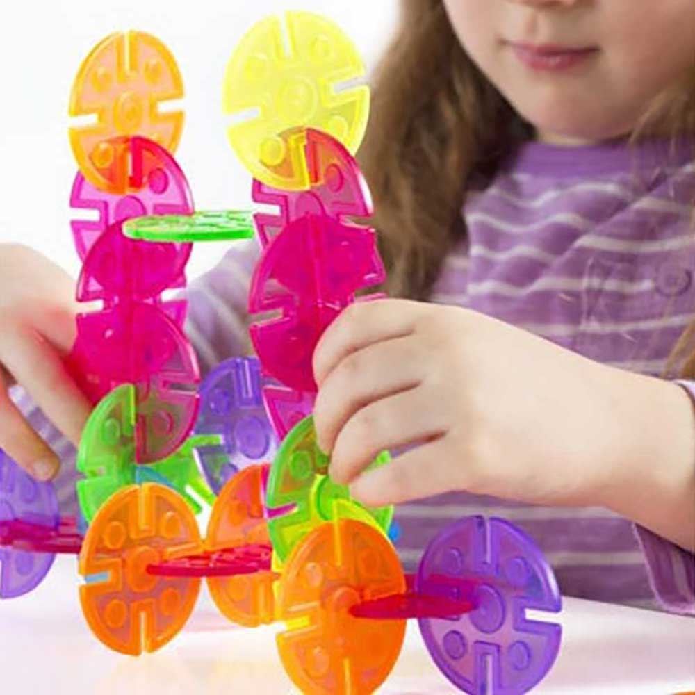 美國 Guidecraft Interlox 幼兒圓形多彩拼插片玩具 (96片)-蒙特梭利玩具-Kidrise🧒🏻STEM香港教育玩具｜STEAM科學實驗玩具｜STEM幼兒教育玩具｜啟智早教玩具｜蒙特梭利教具