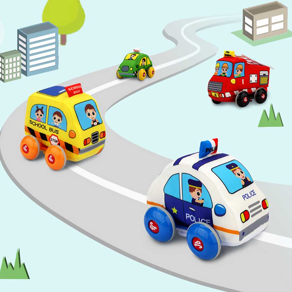 Jollybaby可拆式布製車身回力車(消防車)-蒙特梭利玩具-Kidrise🧒🏻STEM香港教育玩具｜STEAM科學實驗玩具｜STEM幼兒教育玩具｜啟智早教玩具｜蒙特梭利教具