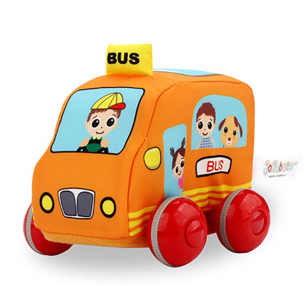 Jollybaby可拆式布製車身回力車(巴士)-蒙特梭利玩具-Kidrise🧒🏻STEM香港教育玩具｜STEAM科學實驗玩具｜STEM幼兒教育玩具｜啟智早教玩具｜蒙特梭利教具