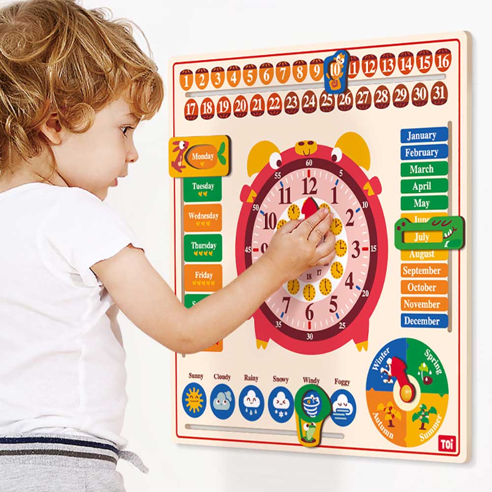 TOI英語日曆時鐘⏰兒童益智拼圖玩具(6合1版)-STEM玩具-Kidrise🧒🏻STEM香港教育玩具｜STEAM科學實驗玩具｜STEM幼兒教育玩具｜啟智早教玩具｜蒙特梭利教具