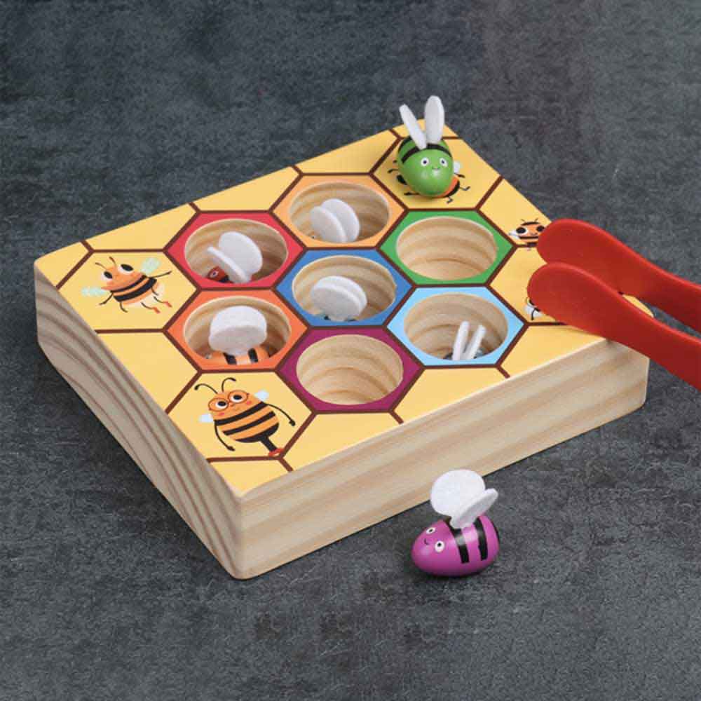 HY蒙氏幼兒木製🐝夾夾小蜜蜂玩具-蒙特梭利玩具-Kidrise🧒🏻STEM香港教育玩具｜STEAM科學實驗玩具｜STEM幼兒教育玩具｜啟智早教玩具｜蒙特梭利教具