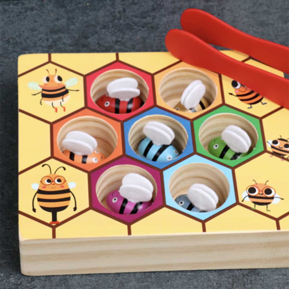 HY蒙氏幼兒木製🐝夾夾小蜜蜂玩具-蒙特梭利玩具-Kidrise🧒🏻STEM香港教育玩具｜STEAM科學實驗玩具｜STEM幼兒教育玩具｜啟智早教玩具｜蒙特梭利教具