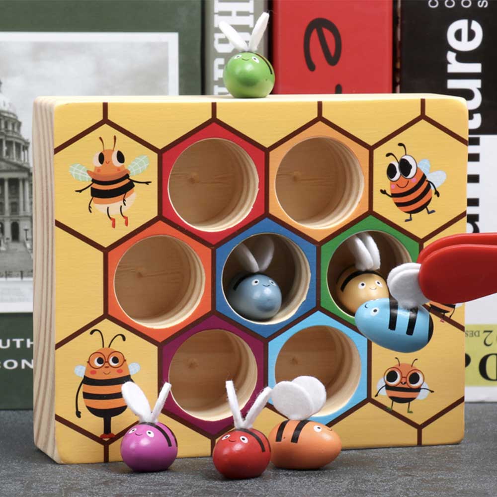 HY蒙氏幼兒木製🐝夾夾小蜜蜂玩具-蒙特梭利玩具-Kidrise🧒🏻STEM香港教育玩具｜STEAM科學實驗玩具｜STEM幼兒教育玩具｜啟智早教玩具｜蒙特梭利教具