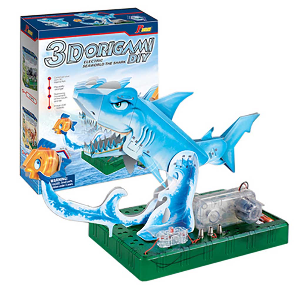 PANGM電動3D立體免裁剪STEM摺紙模型 (鯊魚) 副圖