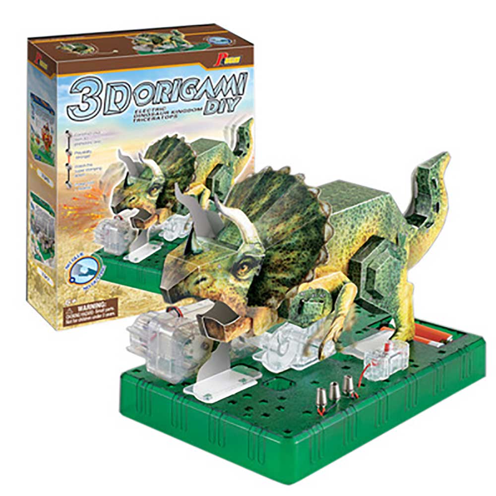 PANGM電動3D立體免裁剪STEM摺紙模型 (三角龍)-STEM玩具-Kidrise🧒🏻STEM香港教育玩具｜STEAM科學實驗玩具｜STEM幼兒教育玩具｜啟智早教玩具｜蒙特梭利教具
