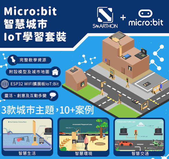 Smarthon micro:bit智慧城市IoT學習套裝 (連BBC micro:bit Version 2主控板)-STEM玩具-Kidrise🧒🏻STEM香港教育玩具｜STEAM科學實驗玩具｜STEM幼兒教育玩具｜啟智早教玩具｜蒙特梭利教具